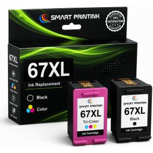 67XL Ink Cartridges Black/Color Combo Pack Replacement for HP Ink 67 HP67XL | High Yield 67XL Ink Compatible with HP DeskJet 2755e 2855e 2700 2700e 4155e 2734e 2827e 4100e Envy 6055 6455e Printer 2PK