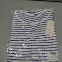 LilyCoco 3/4 Length Sleeve Womens Tops Boat Neck Striped Shirt Long Cotton Tshirts Blue Large (Blue, L)