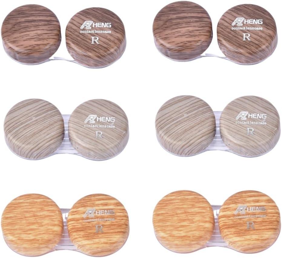 bepisof Contact Lens Case - Dual Case with Leather Ring, Leak-Proof and Portable(3Colors，6Pack)