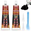High Temperature Glue, Black Silicone Adhesive - 3.53 Oz Heat Resistant Glue for Ovens, High Temp Silicone Sealant for Microwave, Fast Curing, Insulation and Waterproof, 2 Pack, 100ML