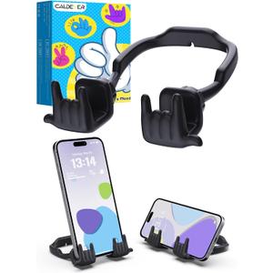 Stocking Stuffers for Teen Boys Girls Gifts Cell Phone Stand Upgrade Adjustable Rock on Lazy Phone Stand for Desk Cool Funny Gadget Gifts for Christmas Adult Men Women Wife 1Pack Black