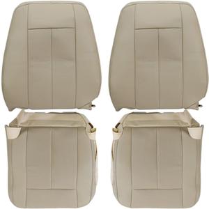 NLQR Driver and Passenger Side Bottom and Top Perforated Seat Covers Replacement Microfiber Leather Tan Compatible with Ford Expedition 2007 2008 2009 2010 2011 2012 2013 2014