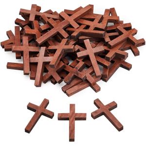 50 Pack Bulk Small Cross Set for Crafts, Wooden Cross Charms for Christian Baptism, Easter, First Communion, Rosary (1 x 2 In)