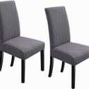 NORTHERN BROTHERS Chair Covers for Dining Room Slipcover Chair Covers Fit Stretch Chair Covers Set of 2, Dark Grey
