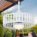 Outdoor Ceiling Fans with Lights and Remote, Waterproof LED Dimmable Ceiling Fan, Reversible, 3CCT, 6 Wind Speeds, White Plug in Ceiling Fan, Farmhouse Boho Hanging Gazebo Fan for Patios Porch Indoor, Large