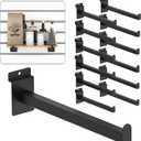 12 Inch Black Slatwall Shelf Bracket, 12 PCs Metal Slat Wall Shelves Accessories, Heavy Duty Slat Wall Hooks, Slatwall Display Hangers for Storage and Organization