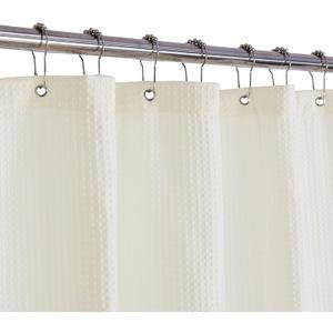 Barossa Design Extra Long Fabric Waffle Weave Shower Curtain 84 inch Height, Hotel Luxury Spa, Water Repellent, 230gsm Heavy Duty, Machine Washable, Cream Pique Pattern, 71x84
