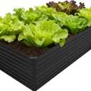 DIIYIV Galvanized Raised Garden Bed Kit Outdoor Patio,8x4x2ft Large Rectangular Metal Planter Boxes,Deep Root Box Planter for Gardening,Vegetables,Flowers,Herbs-Black