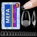 3 x MEFA 15 Sizes Short Coffin Nail Tips - 300 Pcs Half Matte Full Cover Press on Nails, Pre-shape Gel Nail Tips for Nail Extension Home DIY Salon Manicure