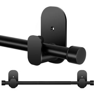 Curtain Rods No Drilling 48 to 84 Inch, HOTOZON 5/8 Inch No Drill Curtain Rods for Windows 36 to 80 Inches (3-6.6 ft) with Adhesive Brackets, Renter Friendly Adjustable Small Drapery Rod, Black