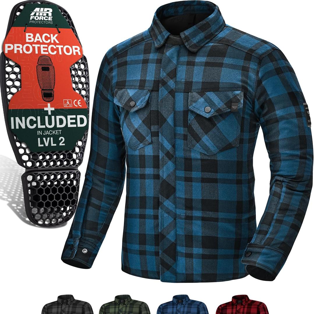 SHIMA Renegade 2 Motorbike Shirt for Men AirForce Back Protector Armour Riding Motorcycle Jacket Stretch Bikers Ventilated Lightweight Armoured Bike Textile Motorcycles (Mens, Blue, 5XL)