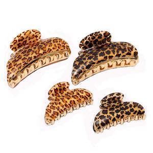 4 Pcs Hair Claw Banana Clips tortoise Shell Claw Hair Clip,Large Size Leopard print Celluloid French Design Vintage Barrettes for Women