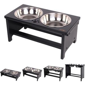 HTB Elevated Dog Bowls,Raised Dog Bowl Stand with 2 Stainless Steel Bowls,Elevated Raised Dog Bowls for Large Medium Small Sized Dogs