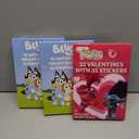 DreamWorks Trolls Valentine's Day cards with stickers, Bluey Valentine's Watercolor, Pack of 3