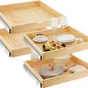 Sintuff 4 Pack Wooden Pull out Tray Cabinet Organizer Gentle Close Roll out Shelves for Kitchen Cabinets Fully Assembled Slide Pantry Shelves (24'' X 21'')