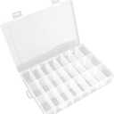 OALCQ 24 Grids Plastic Organizer Box With Dividers Clear Craft Storage Bead Organizer Box Earring Travel Pill Jewelry Organizers Storage Boxes Screw Seed Small Parts Hair Tie