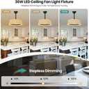 KAISITE 20 Inch Fandelier Ceiling Fan with Light Woven Rattan Ceiling Fan Dimmable LED Fan Light with Remote Control and APP Control Semi Flush Mount Ceiling Light with Fan for Bedroom Nursery