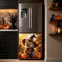 Removable Dishwasher Magnetic Cover, 25.59x23.03in, Waterproof Reusable Magnet for Kitchen Appliance Decor (Pumpkin Kitten, 25.59x23.03in)