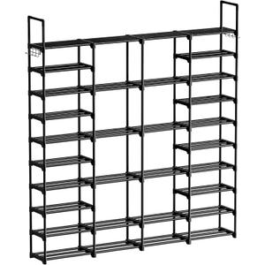 WOWLIVE 4 Row 10 Tiers Extra Large Shoe Rack 72-80 Pairs Big Tall Metal Shoe Shelf, Heavy Duty Organizer for Closet Entryway, Boot Rack Storage Stackable Stand for Garage Black