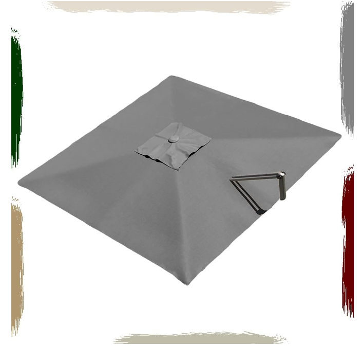 Square Patio Umbrella Canopy 8' Cantilever Umbrella Top Cover, 8 Ribs Outdoor Offset Umbrella Replacement Canopy, Green/Khaki/Burgundy/Beige(Khaki,2.5x2.5m (8.2x8.2ft))