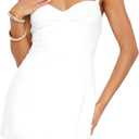 Women's Summer Mini Dresses Sexy Lace Straps Sweetheart Neckline Backless Cocktail Party Bodycon Dress (White, M)
