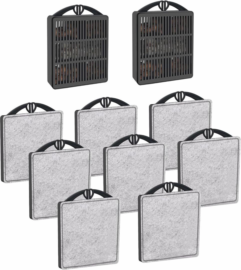 GOZILLA Aquarium Filter Cartridges, Fish Tank Filters Accessories Set, Turtle Tank Filter Replacement Includes 8 Filter Cartridges and 2 Filter Boxes. Only Suit for GZ-107 Low Water Level Tank Filter