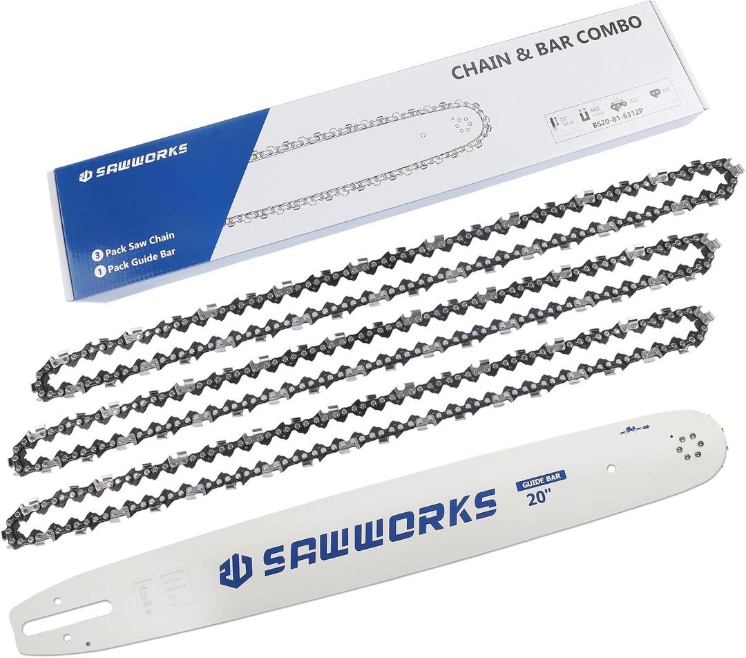 SawWorks 20 Inch Chainsaw Bar and Chain Combo .325" Pitch .063" Gauge 81DL