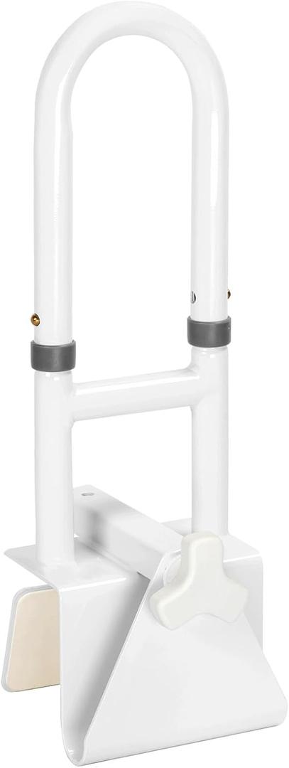 HEPO Adjustable Bathtub Safety Rail for Elderly, Tub Grab Bar for Bathroom, Assistance Bathtub Handle Clamp for Seniors Bath Handles Support and Fall Prevention, White