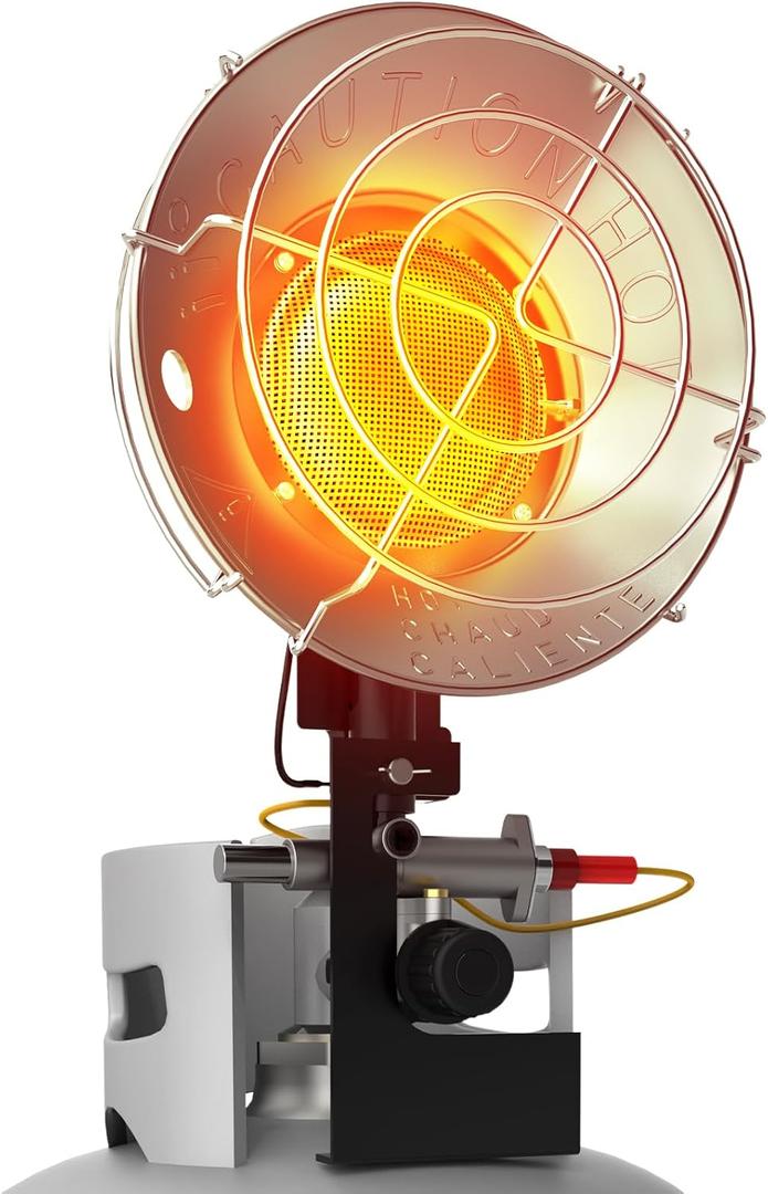 Buyplus Propane Heater 15,000BTU, Portable Outdoor Propane Heater with 3 Adjustable Modes & Safety Shut-off Valve, Single Tank Top Tent Heaters for Camping, Fishing, Outdoor Use, Red