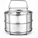 Stackable Stainless Steel Pot Inserts, 6QT 2-Tier Steamer Set with Handles for Instant Pot & Pressure Cookers, Multi-Use Cookware for Pot-in-Pot Cooking, Steaming, Serving