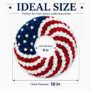 1 Pcs 18 Inch Patriotic Wreath for Front Door 4th of July Wreath Red White Blue Rose Front Door Decor Independence Memorial Artificial Rose Wreaths for 250th Anniversary Porch Wall Indoor Outdoor