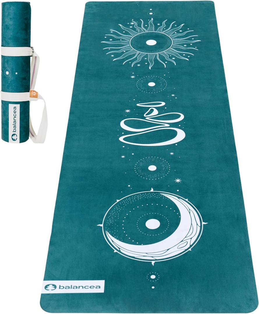 Yoga Mat With Strap 5mm Non Slip Suede & TPE - Eco-Friendly Fitness & Exercise Mat for Home Gym, Pilates, Hot Yoga, and Meditation - Lightweight Durable 72 x 24 inch Workout Mat for Women, Men (Green)