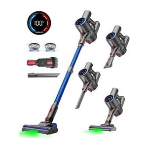 VersLife Z8 Cordless Vacuum Cleaner, 40kPa/500W Power Suction, LED Display, 6-in-1 Lightweight Stick Vacuum with Green LED Light, 6-Stages Filtration, Self-Standing for Pet Hair Hard Floor Carpet, Grey