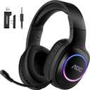 AOC Wireless Gaming Headset Compatible with PS5/ 4, Nintendo Switch, PC, Bluetooth 5.4 & 2.4GHz Gaming Headphones with Noise Canceling Mic, RGB, Type-C, 20ms Latency, 45H, 7.1 Virtual Surround- Black