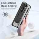 for Samsung Galaxy Z Fold 7 Clear Case Hinge Protection with Screen Protector & Kickstand Plating Transparent Full Body Cover for Galaxy Z Fold 7 (Black)