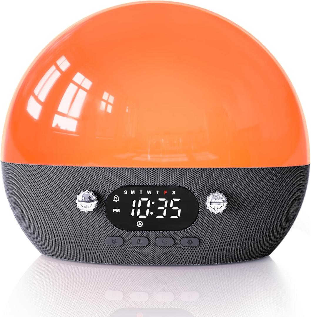 MOMILLA Sunrise Alarm Clock with Bluetooth Speaker, White Noise Sound Machine, Alarm Clocks for Heavy Sleepers Bedrooms, Wake up Light Night Lights Lamp, Chirstmas Gifts for Boys and Girls Adults