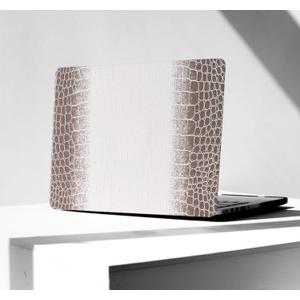 KEROM Compatible with Crocodile MacBook Air 13 Inch Case 2025-2022 M4 M3 M2 A3240 A3113 A2681, Textured Elegant Luxury Aligator Skin Snakeskin PU Leather Hardshell Case & Keyboard Cover, Brown White