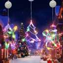 Christmas Window Lights Decorations, 3PCS Christmas Hanging Lights Santa Claus Snowman Christmas Tree Battery Operated Indoor Lights with Suction Cup for Fireplace New Year Window Decorations