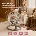 Momcozy 2-in-1 Electric Baby Swing, Dual-Arm Support System, Khaki