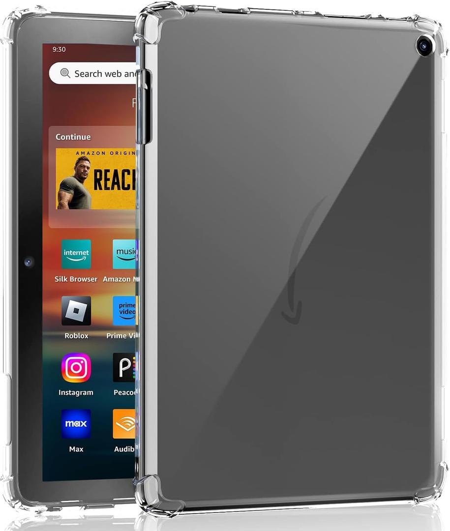Clear Case for Amazon Fire HD 8 & 8 Plus Tablet 8" (2022/2024 Release), Soft Flexible TPU Back Cover Shell for 8 Plus Tablet Transparent