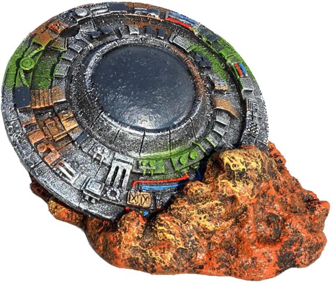 Sunken Spaceship Aquarium Decorations UFO Ornaments Resin Material Betta for Small Fish for Tank UFO Spaceship Aquarium Decor Decorations Betta Fish Tank Decorations Small Resin
