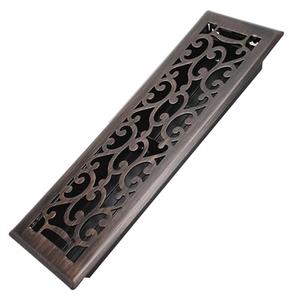 Howeall 4x14 Inches Heavy Duty Walkable Floor Register - Easy Adjust Air Supply Lever Decorative Floor Vent Covers, Savannah Design Vent Covers for Home - Oil Rubbed Bronze