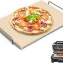 Outspark Pizza Stone with Grill Rack for Ninja Woodfire Outdoor Smoker XL OG800 OG900 Series Grill Accessories, Rectangle Pizza Baking Stone Set for Oven and Grill Baking