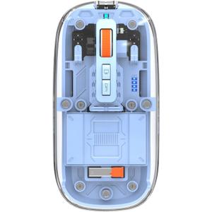 FMOUSE Modern Transparent Slim Wireless Mouse - Magnetic Shell Design, 3-Mode (Dual Bluetooth + USB), Rechargeable, One-Touch Desktop, for MacBook/pc/iPad/Laptop (Blue)