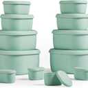 ISSEVE 12Pcs/Set Nesting Silicone Food Storage Containers with Lids, BPA Free Reusable Meal Prep Silicone Containers Airtight, Freezer Dishwasher Safe (33.8oz, 20oz, 10oz, 6.7oz, 1.3oz) (Green)