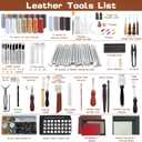 TLKKUE Leather Tooling Kit Leather Craft Tools Leatherworking Kit with Custom Handbag Cutting Mats Engraving Punching Sewing Stamping Sanding Tools for Handicraft Work Professional