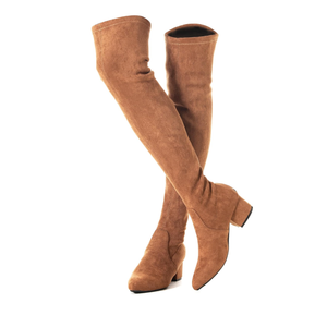 Mtzyoa Thigh High Block Heel Boot Women Pointed Toe Stretch Over The Knee Boots, 38