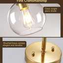 EDISHINE Pendant Light Fixtures 2 Pack with Clear Glass Globe Shade, Gold Kitchen Hanging Lighting Over Island, Hardwired Adjustable Metal Rod for Dining Room, Entryway