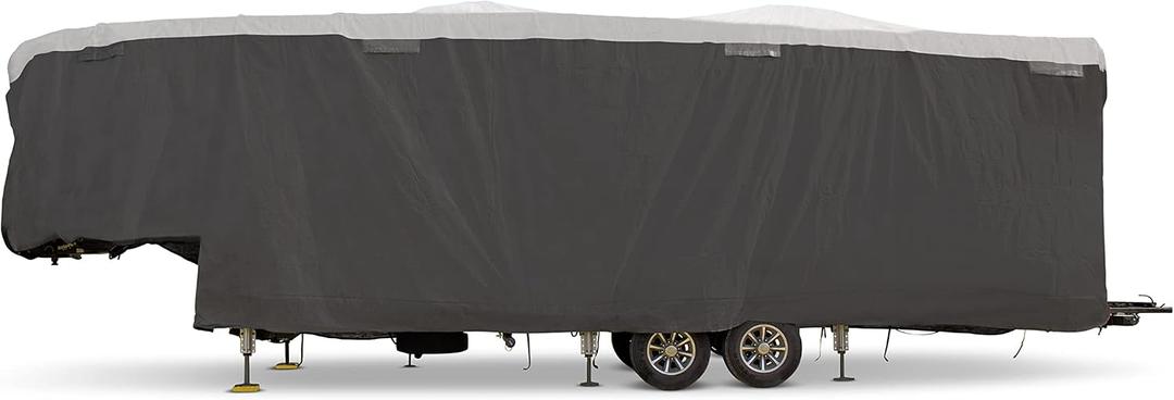 Camco ULTRAGuard 30 to 32-Ft Fifth Wheel RV Cover - Features Zipper Entry Doors & Covered Air Vents - Crafted of Spunbond Polypropylene - Storage Bag for RV Storage & Organization (45754)