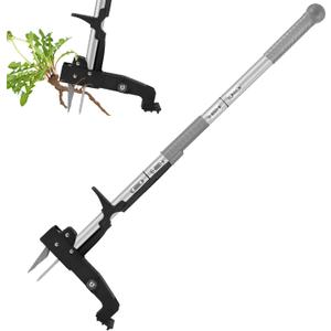 39 Inch Weed Puller Tool,Stand Up Weed Puller Tool with Long Handle,4-Claw Steel Head Design, Roots Remover for Garden & Lawn Care,Weeder Root Without Bending for Dandelion Gardening Yard PatioGrey (Gray)